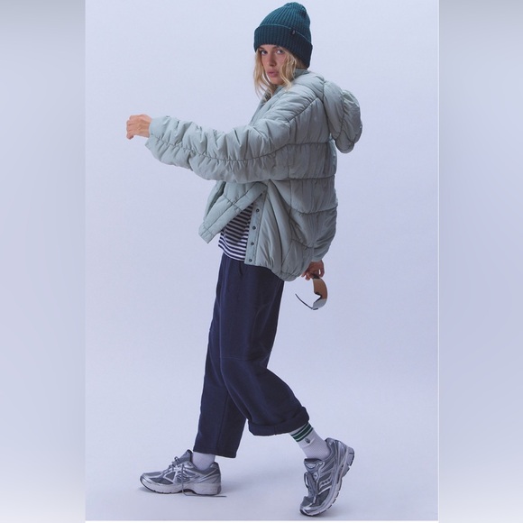 Free People Polly Puffer Pullover in Green Tea - Picture 4 of 10